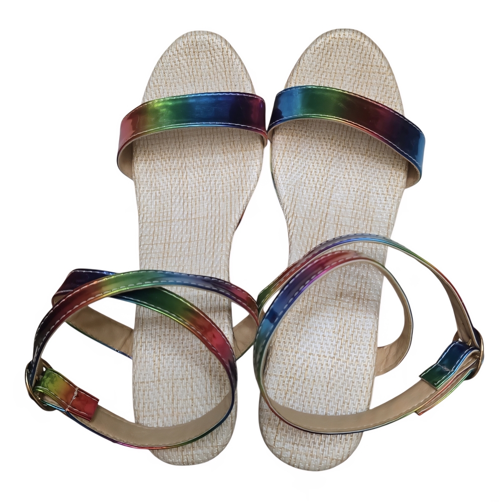 Colorful Strappy Wedge Sandals - Picture 7 of 12